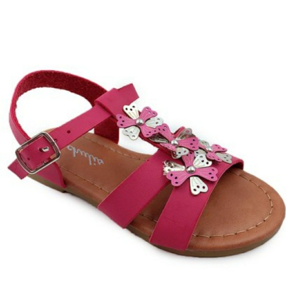 👀Girl's Fuchsia White Flower Accent Sandal